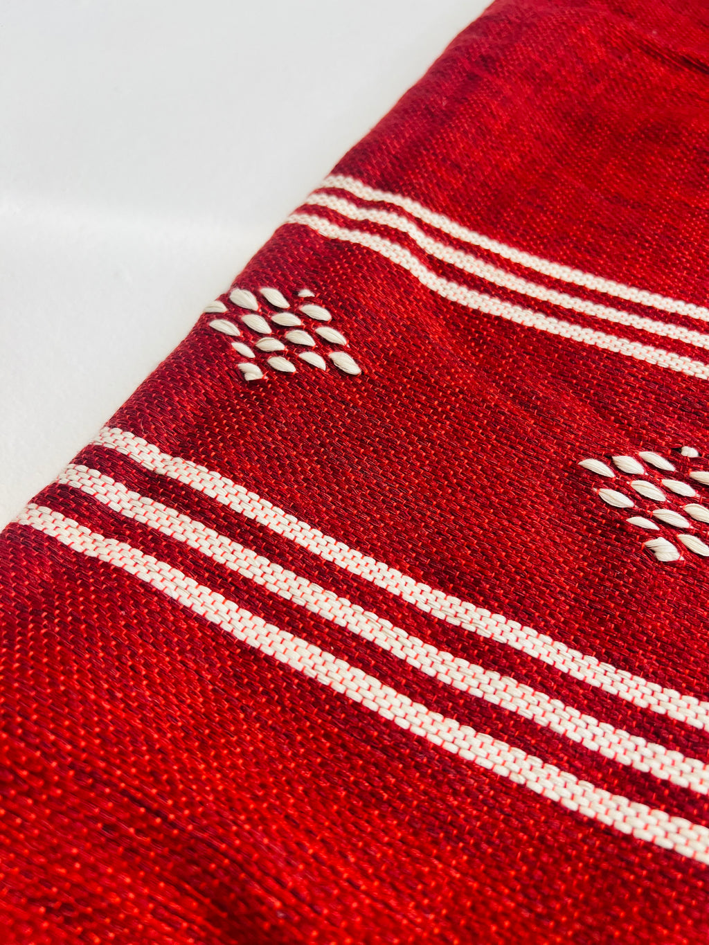 Hand Woven Wool Blanket - Deep Red