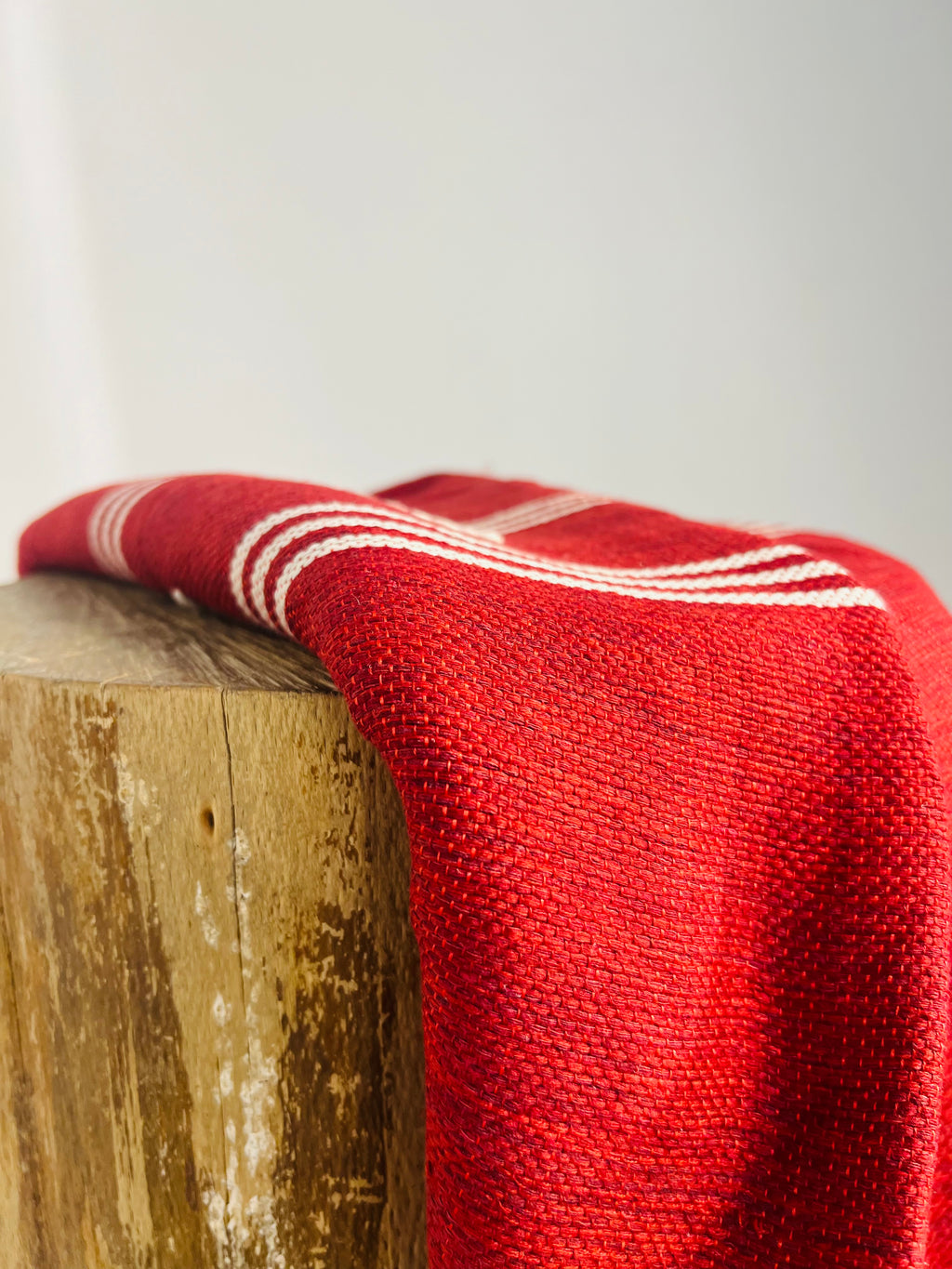 Hand Woven Wool Blanket - Deep Red