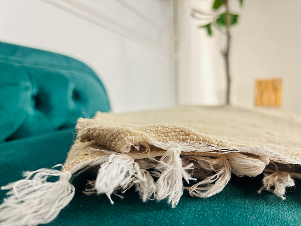 Hand Woven Wool Blanket - Natural White