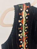 Hand Embroidered Wool Vest - Black
