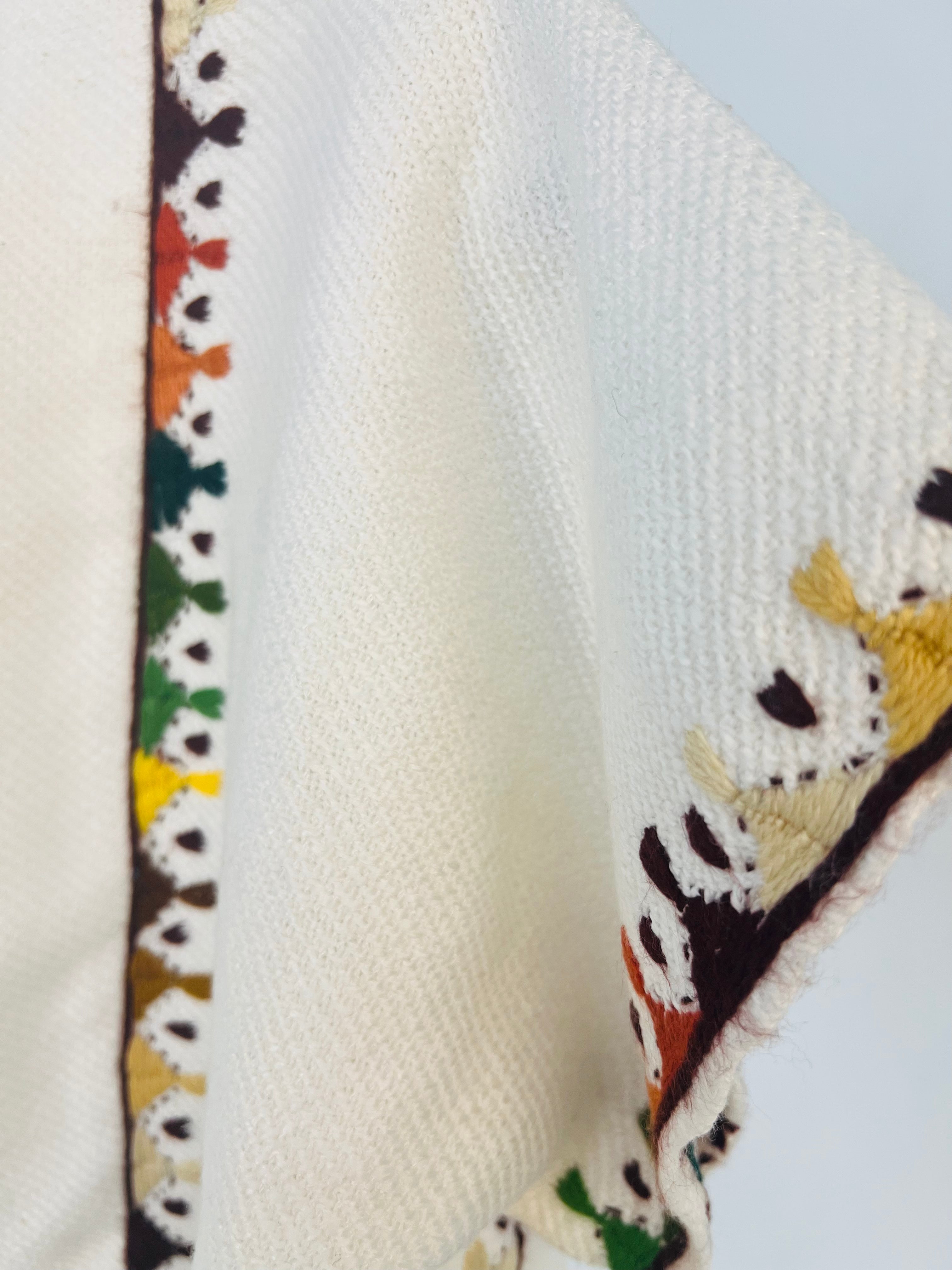 Hand Embroidered Wool Jacket - White