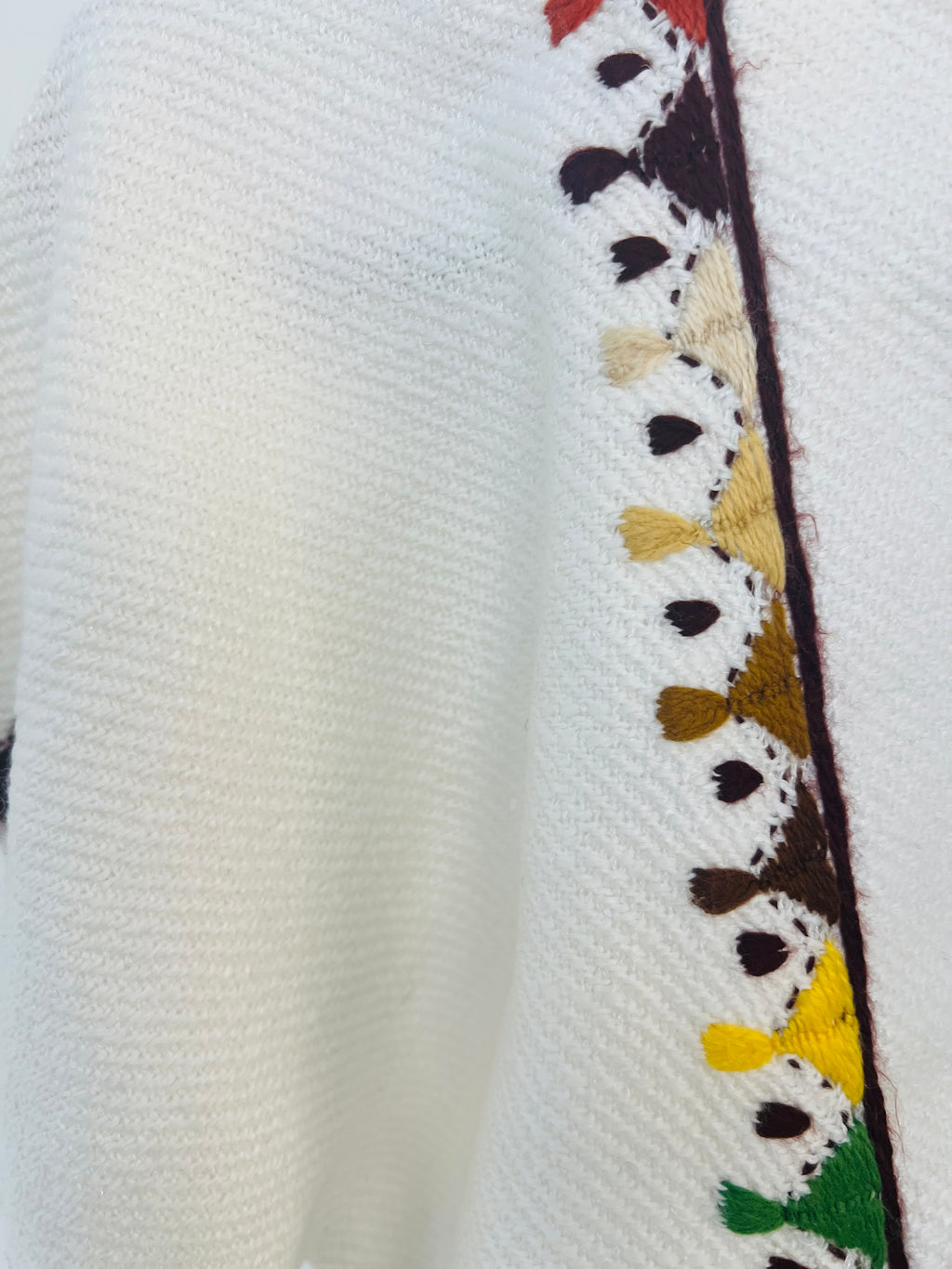 Hand Embroidered Wool Jacket - White