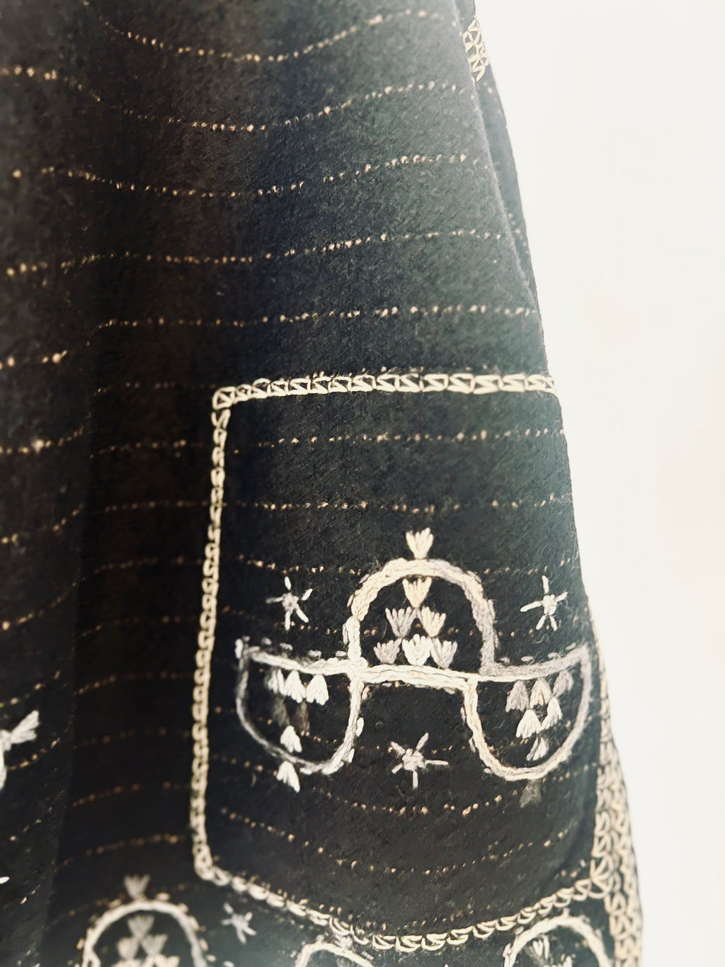 Hand Embroidered Hooded Jacket - Black