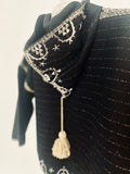 Hand Embroidered Hooded Jacket - Black